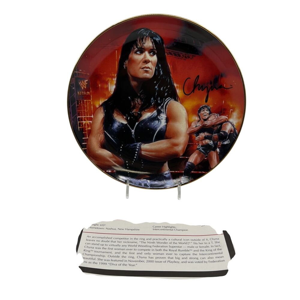 Danbury Mint WWF Chyna Collector Plate Limited Edition 23kt Gold Trim Porcelain